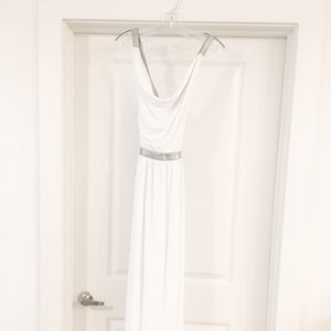 Express White and Silver Grecian Dress